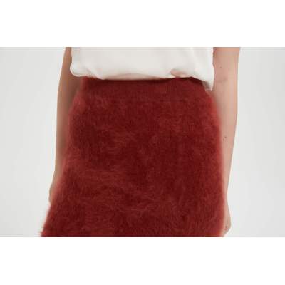 High quality wholesale women latest 100%brushed cashmere midi skirt in reasonable price