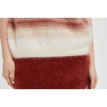 New design high quality Women's Short Sleeve 100%  Stripe Brushed Cashmere Sweater from China