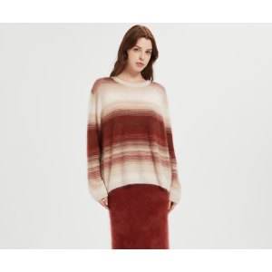Wholesale custom design high quality ladies 100%stripe brushed cashmere pullover from Chinese factory