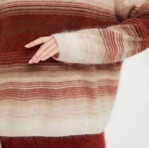 Wholesale custom design high quality ladies 100%stripe brushed cashmere pullover from Chinese factory
