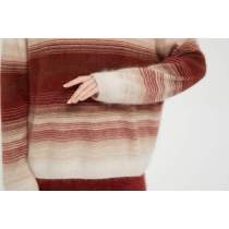 Wholesale custom design high quality ladies 100%stripe brushed cashmere pullover from Chinese factory