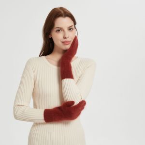 Wholesale high end women's 100%Brushed Cashmere Gloves for fall winter from China