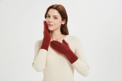Wholesale high end women's 100%Brushed Cashmere Gloves for fall winter from China