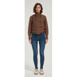 Wholesale high quality women short brown cashmere down jacket from Chinese manufacture