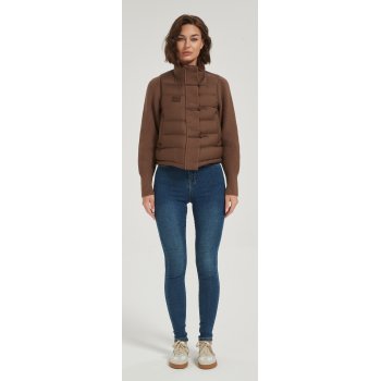 Wholesale high quality women short brown cashmere down jacket from Chinese manufacture
