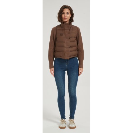 Wholesale high quality women short brown cashmere down jacket from Chinese manufacture
