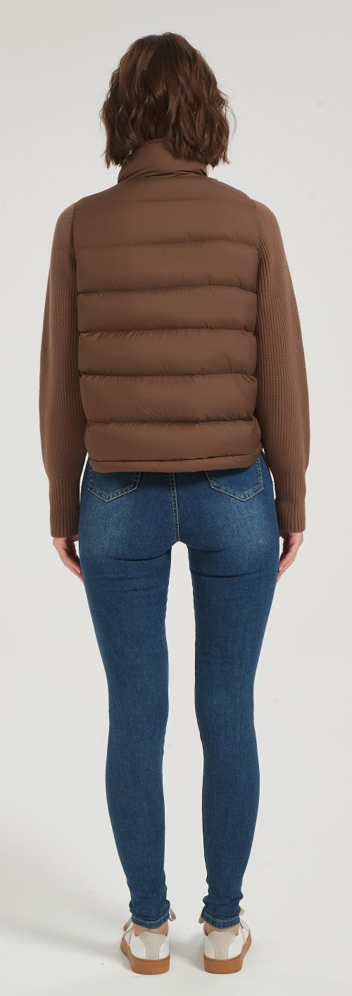 Wholesale high quality women short brown cashmere down jacket from Chinese manufacture