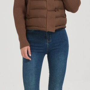 Wholesale high quality women short brown cashmere down jacket from Chinese manufacture