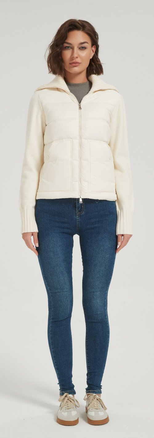 Wholesale high quality women solid-color wool cashmere down jacket from China