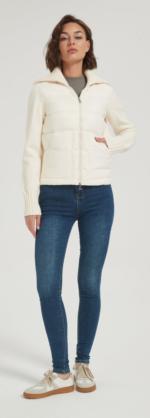 Wholesale high quality women solid-color wool cashmere down jacket from China