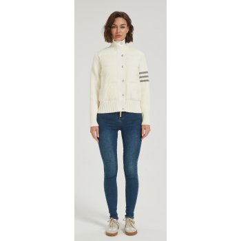 New design women cashmere striped patchwork down jacket from Chinese