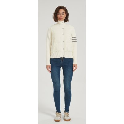 New design women cashmere striped patchwork down jacket from Chinese