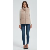 Wholesale high quality women cable knit stand collar down vest from Chinese manufacture