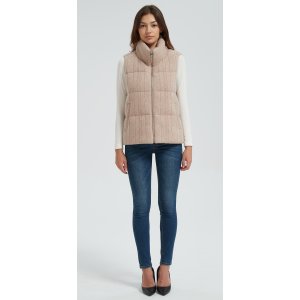 Wholesale high quality women cable knit stand collar down vest from Chinese manufacture