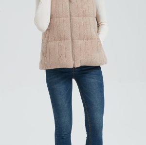 Wholesale high quality women cable knit stand collar down vest from Chinese manufacture
