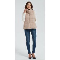 Wholesale high quality women cable knit stand collar down vest from Chinese manufacture