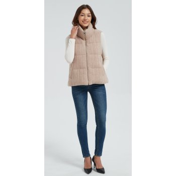 Wholesale high quality women cable knit stand collar down vest from Chinese manufacture