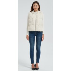 High quality women white hooded cashmere down vest from Chinese manufacture