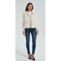 High quality women white hooded cashmere down vest from Chinese manufacture