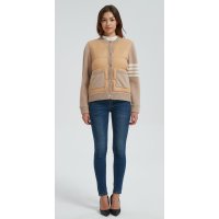 New design women khaki button-style cashmere down jacket from China
