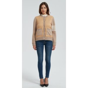 New design women khaki button-style cashmere down jacket from China