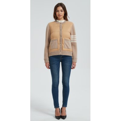 New design women khaki button-style cashmere down jacket from China