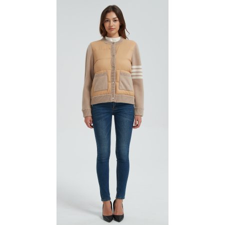 New design women khaki button-style cashmere down jacket from China