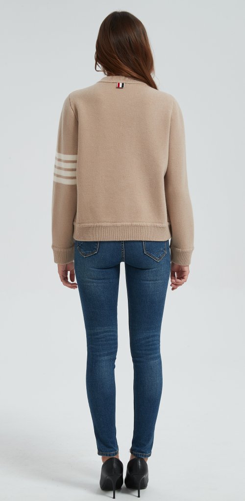 New design women khaki button-style cashmere down jacket from China