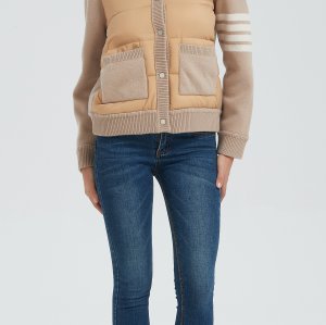 New design women khaki button-style cashmere down jacket from China