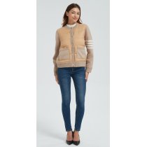 New design women khaki button-style cashmere down jacket from China