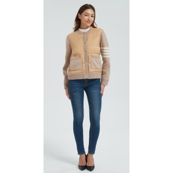 New design women khaki button-style cashmere down jacket from China