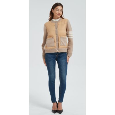 New design women khaki button-style cashmere down jacket from China