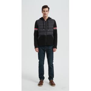 New design men's hooded striped warm cashmere down jacket from China