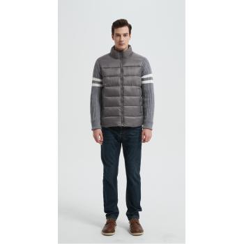 Wholesale high quality men's knitted panel stand-collar down jacket from Chinese