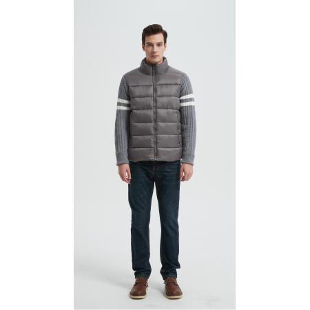 Wholesale high quality men's knitted panel stand-collar down jacket from Chinese