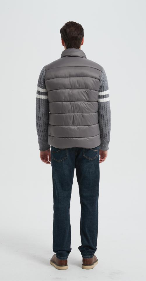 Wholesale high quality men's knitted panel stand-collar down jacket from Chinese