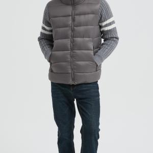 Wholesale high quality men's knitted panel stand-collar down jacket from Chinese