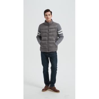 Wholesale high quality men's knitted panel stand-collar down jacket from Chinese