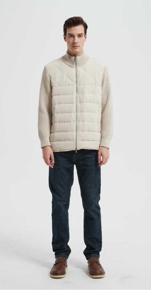 Wholesale custom design men's white zip-up casual down jacket from Chinese factory
