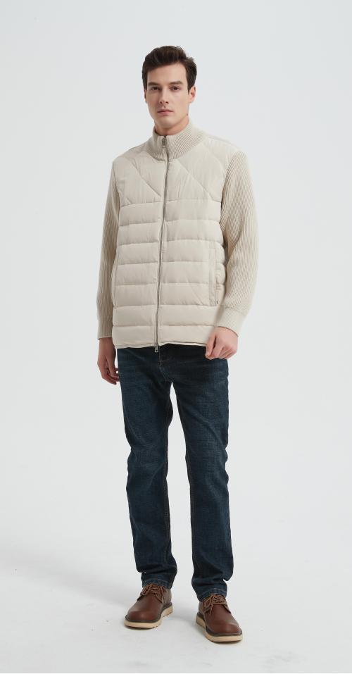 Wholesale custom design men's white zip-up casual down jacket from Chinese factory