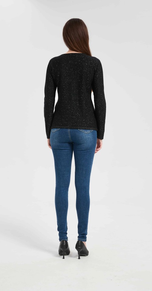 Wholesale custom design women's lurex cashmere V-neck sweater from Chinese factory