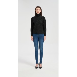 New arrival high quality wholesale Women's Lurex Cashmere Turtleneck Sweater with White Label Service from Chinese factory