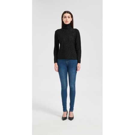 Wholesale custom design women's lurex cashmere turtleneck sweater from Chinese factory