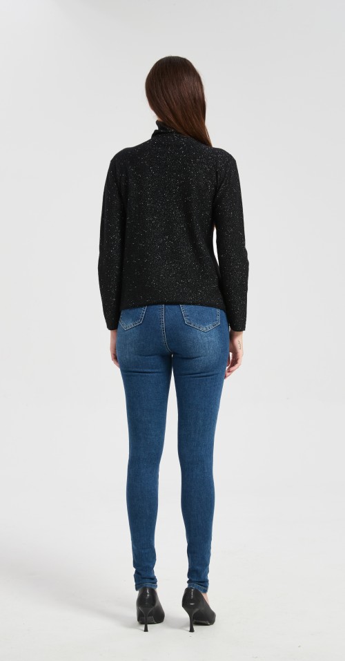 High quality wholesale Women's Lurex Cashmere Turtleneck Sweater from Chinese factory