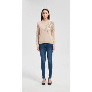 New arrival OEM Women's Sequin Embroidery Cashmere Sweater from Chinese manufacturer
