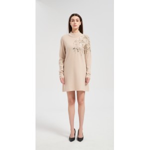 New arrival high quality Women's Sequin Embroidery Pure Cashmere Dress from China
