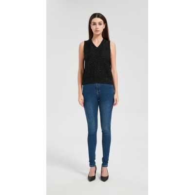Wholesale custom design Women's Lurex Cashmere Sweater Vest from Chinese factory