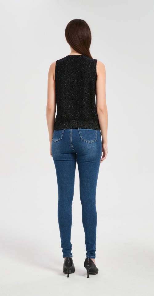 Wholesale custom design Women's Lurex Cashmere Sweater Vest from Chinese factory