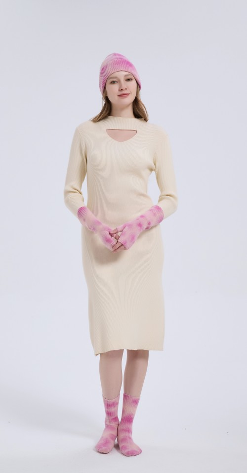 New arrival Custom Tie-Dye Wool Cashmere Beanie ,Gloves and Socks Christmas Warm Set From Chinese Factory