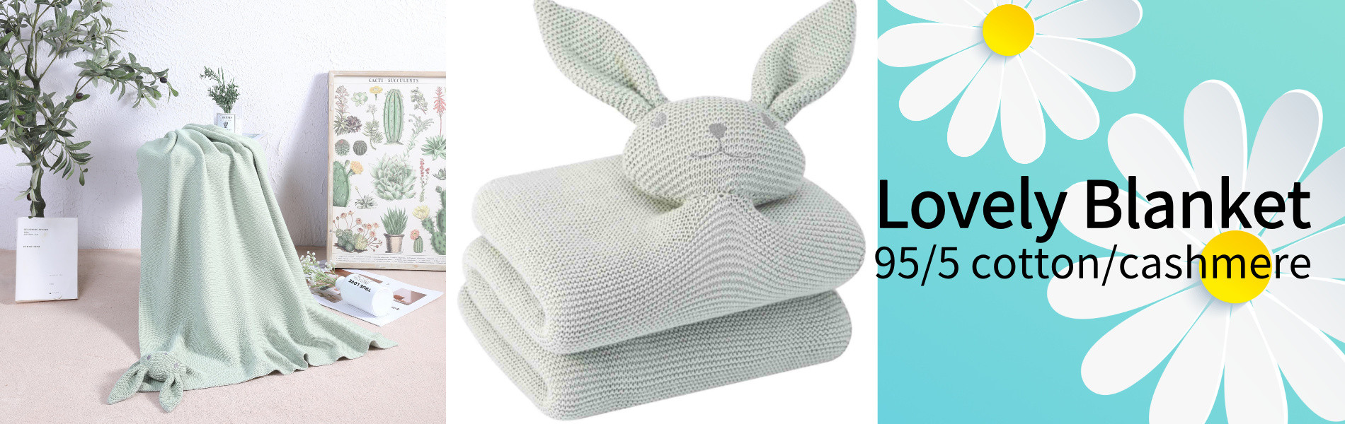 Wholesale Product Description: Knitted Bunny Lovey Blanket